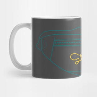 line art illustration of sling bag Mug